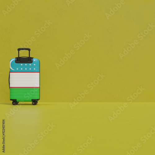 Travel suitcase with the flag of Uzbekistan