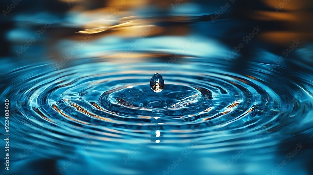 Water Drop Ripples Photo - Blue Water Ripples and Reflections Water Drop Ripples Photo - Blue Water Ripples and Reflections