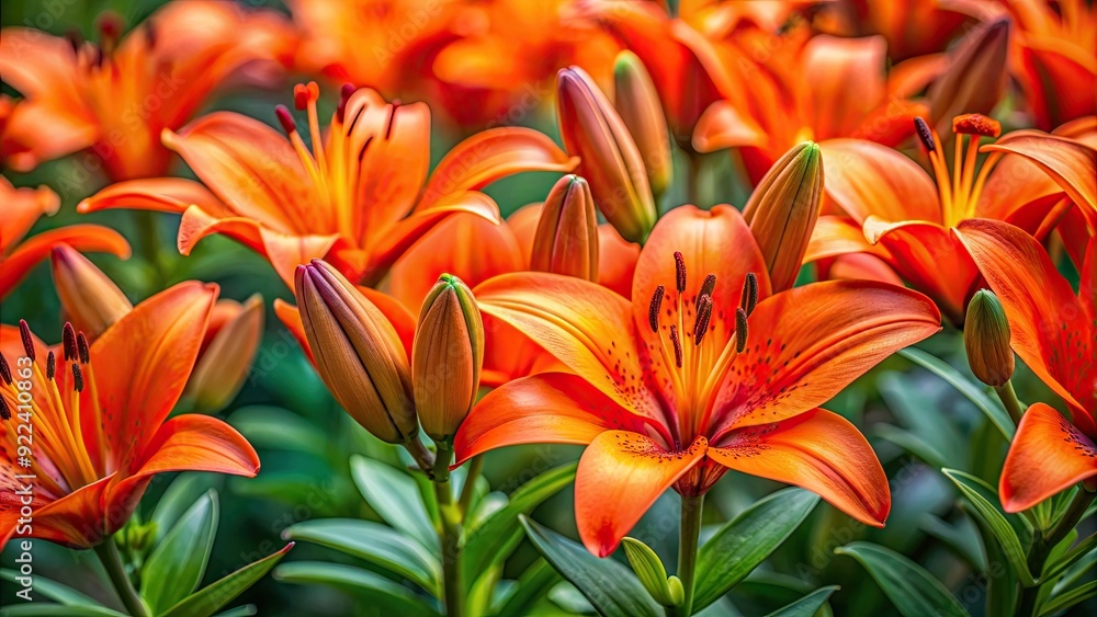 Vibrant orange lily flowers in full bloom, orange, lily, flowers, vibrant, bloom, garden, petals, nature, botanical Vibrant orange lily flowers in full bloom, orange, lily, flowers, vibrant, bloom, garden, petals, nature, botanical