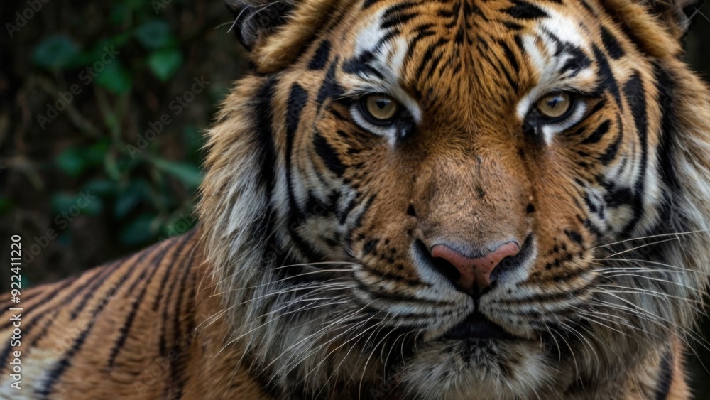 Majestic Tiger Portrait with Intense Gaze Majestic Tiger Portrait with Intense Gaze