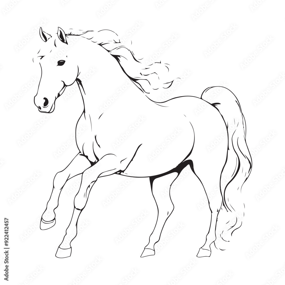 line art on white background. line art horse on white background. sketch style. Vector graphic icon animal. line art on white background. line art horse on white background. sketch style. Vector graphic icon animal.