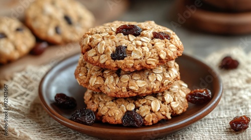 Raisin oatmeal cookies on the table photo