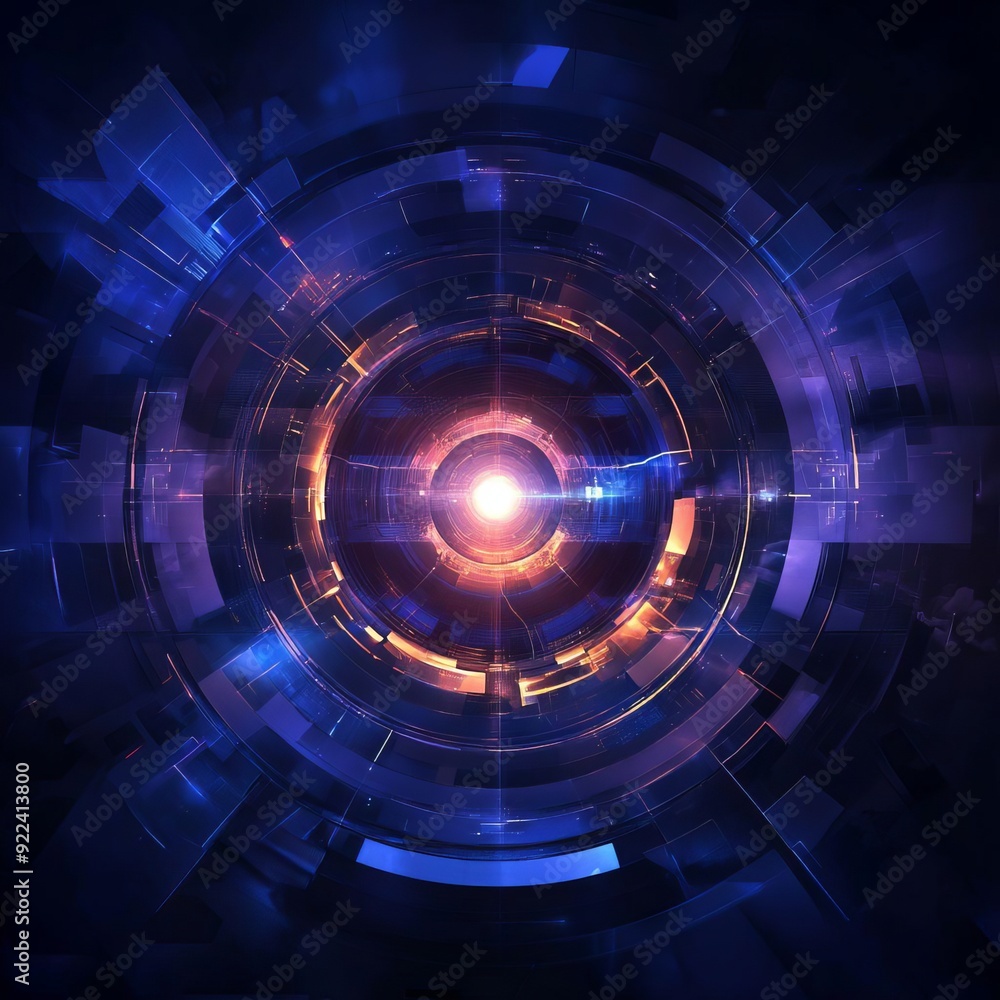 Fototapeta premium Futuristic Cybernetic Digital Art Featuring Layered Effects and Advanced Technology Elements for Innovative Visual Experiences