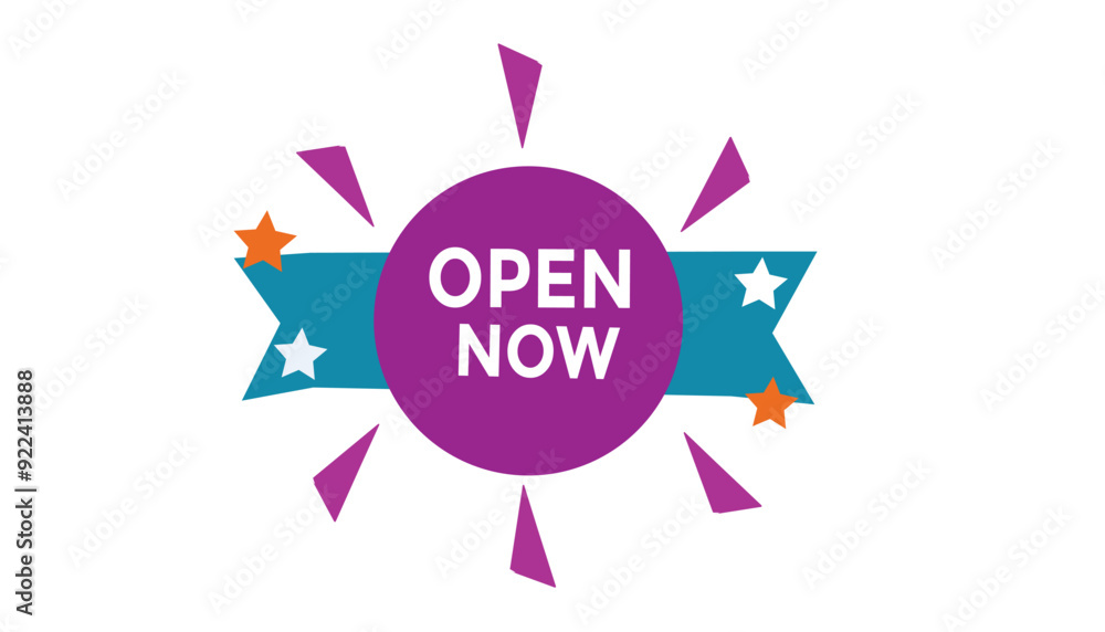 Fototapeta premium Open now button web banner templates. Vector Illustration
