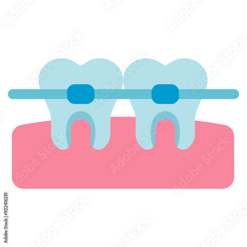 dental teeth braces flat icon