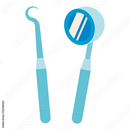 dental mirror and probe flat icon