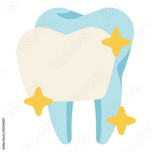 glowing dental veneer flat icon