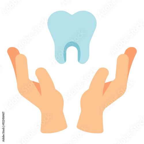 hand holding dental tooth care flat icon