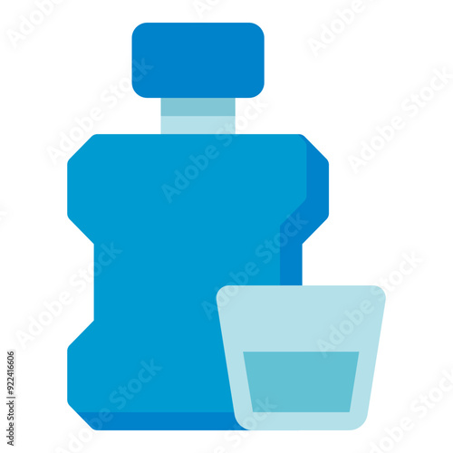 mouthwash and glass drink flat icon