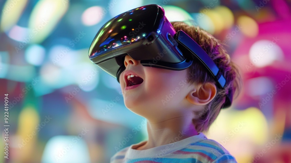 Young boy exploring virtual reality Young boy exploring virtual reality