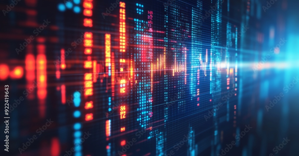 Screenshot of stock market chart data on a technology background Screenshot of stock market chart data on a technology background