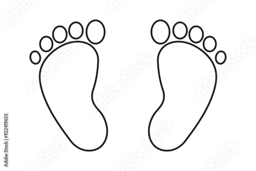 Foot prints line icon, vector,  silhouette on white background. Human footprint icon, vector with stroke line. Foot print flat icons, logo. Vector illustration.