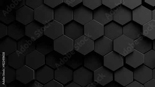 Dark, minimal design with simple futuristic forms. 3D render of black, tech background.