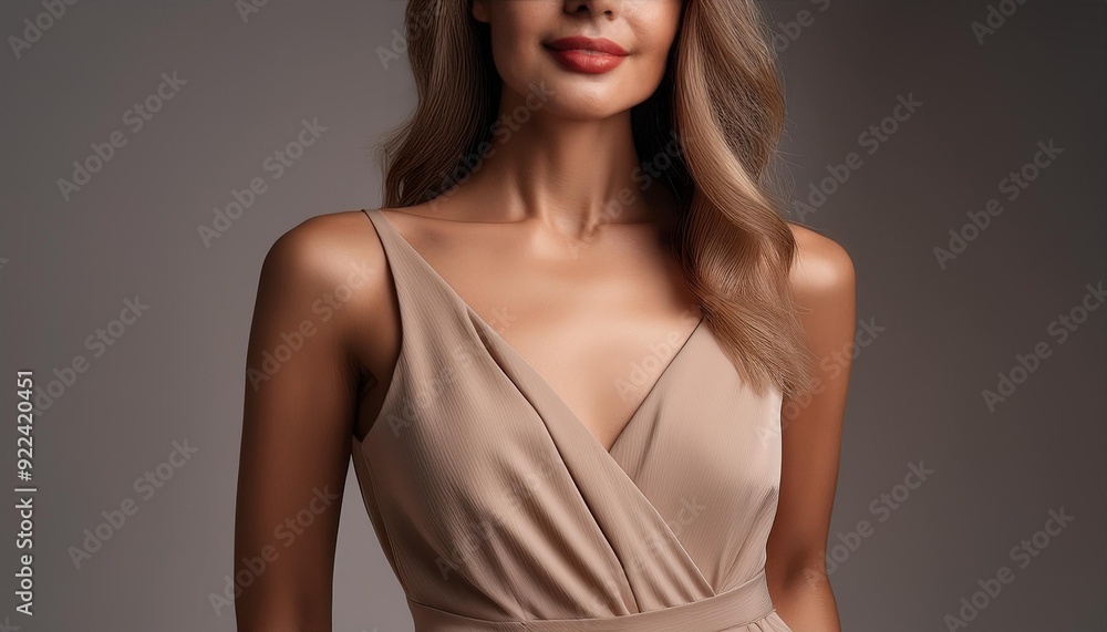 Naklejka premium A sophisticated sheath-style off-shoulder dress