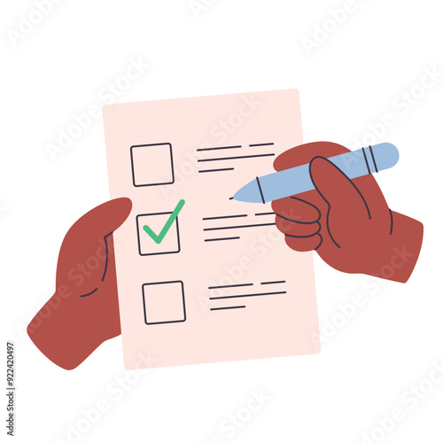Person vote for the candidate. Election campaign concept. Vector illustration in flat style
