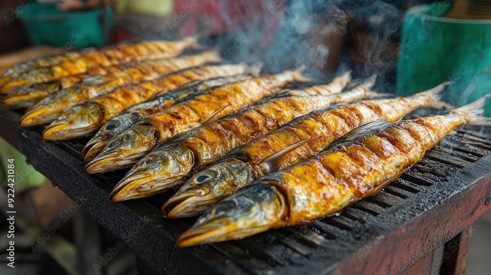 Grilled Fish on a Charcoal Grill Grilled Fish on a Charcoal Grill