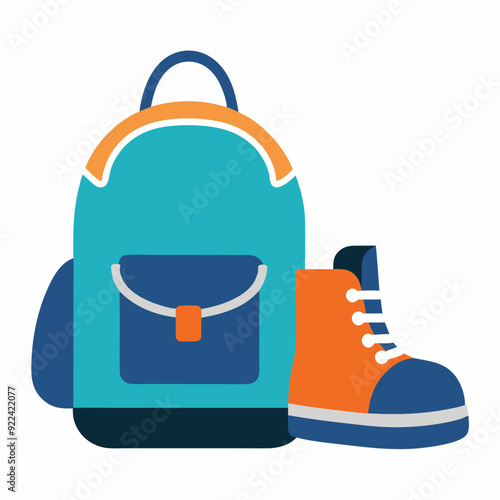  A pair of school shoes and a backpack ready vector illustration