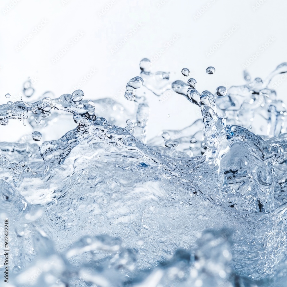 Close up of strong flow of water on an isolated white background Close up of strong flow of water on an isolated white background