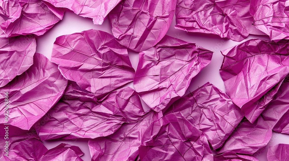 A white counter top holds a crumpled purple pile of paper, with a nearby cell phone charger A white counter top holds a crumpled purple pile of paper, with a nearby cell phone charger