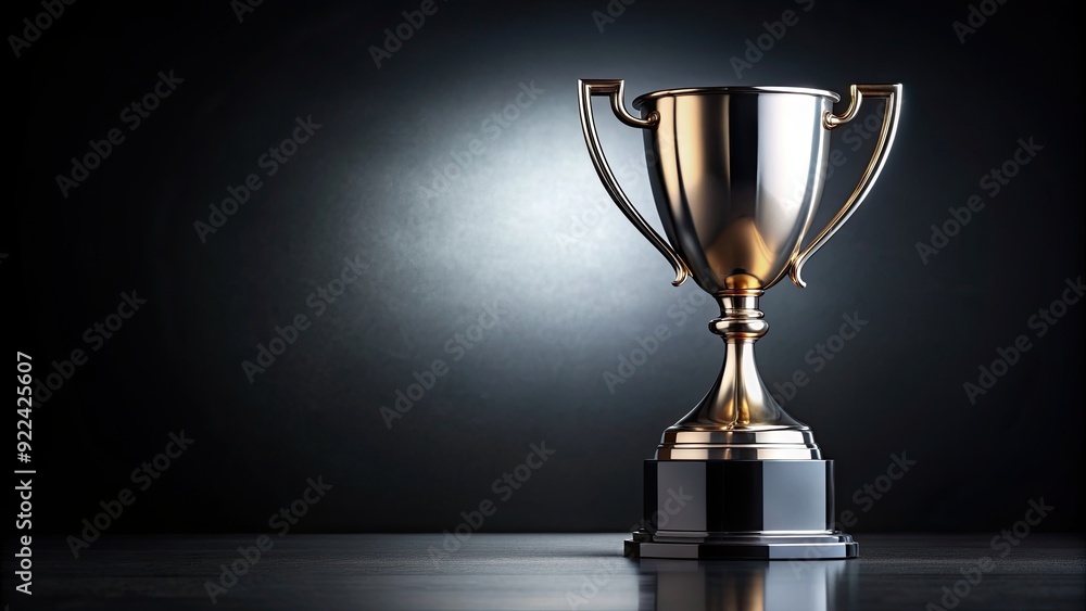 Silver trophy with gold top on black background, trophy, silver, gold, award, champion, prize, victory, competition Silver trophy with gold top on black background, trophy, silver, gold, award, champion, prize, victory, competition
