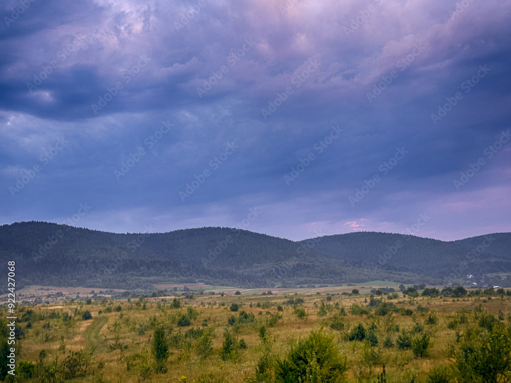 Wonderful landscape view on the Carpathian Mountains during the sunset in the summer season Wonderful landscape view on the Carpathian Mountains during the sunset in the summer season