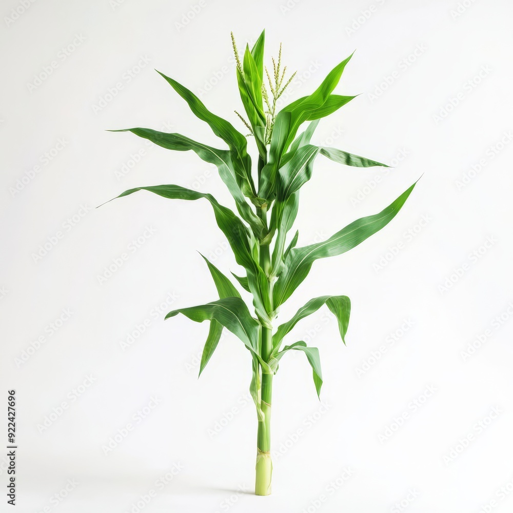 Obraz premium Close up of fresh green corn tree on an isolated white background