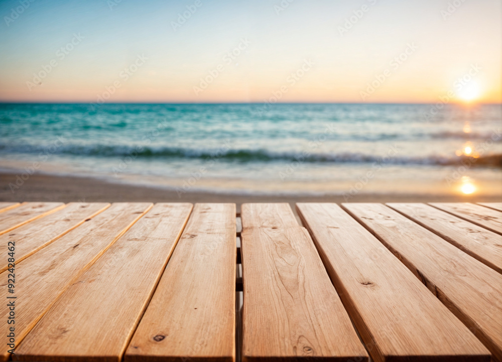 Empty summer holidays background. Horizontal travel banner for advertising product. Wooden table top in front, blurred paradise vacation. Panoramic empty bar counter in focus Empty summer holidays background. Horizontal travel banner for advertising product. Wooden table top in front, blurred paradise vacation. Panoramic empty bar counter in focus