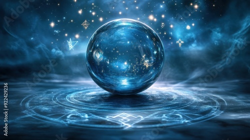 Wallpaper Mural Enigmatic Crystal Ball on Mystical Runes with Cosmic Background Torontodigital.ca