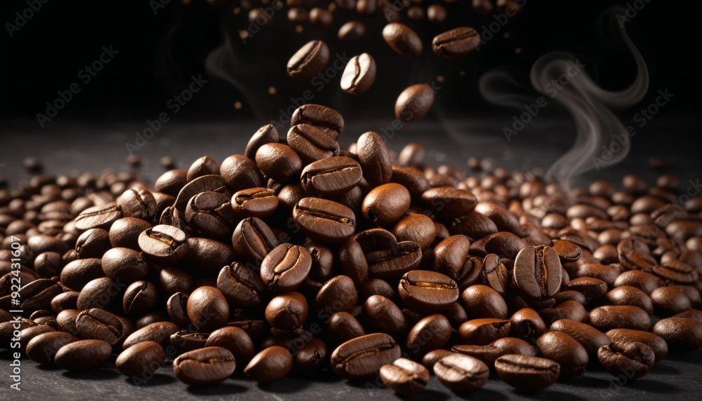 Fresh roasted coffee beans mid-air_8 Generative, Ai Fresh roasted coffee beans mid-air_8 Generative, Ai