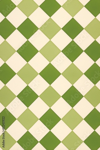 Wallpaper Mural Green and White Checkered Pattern with Optical Illusion on Cream-Colored Paper Background Torontodigital.ca