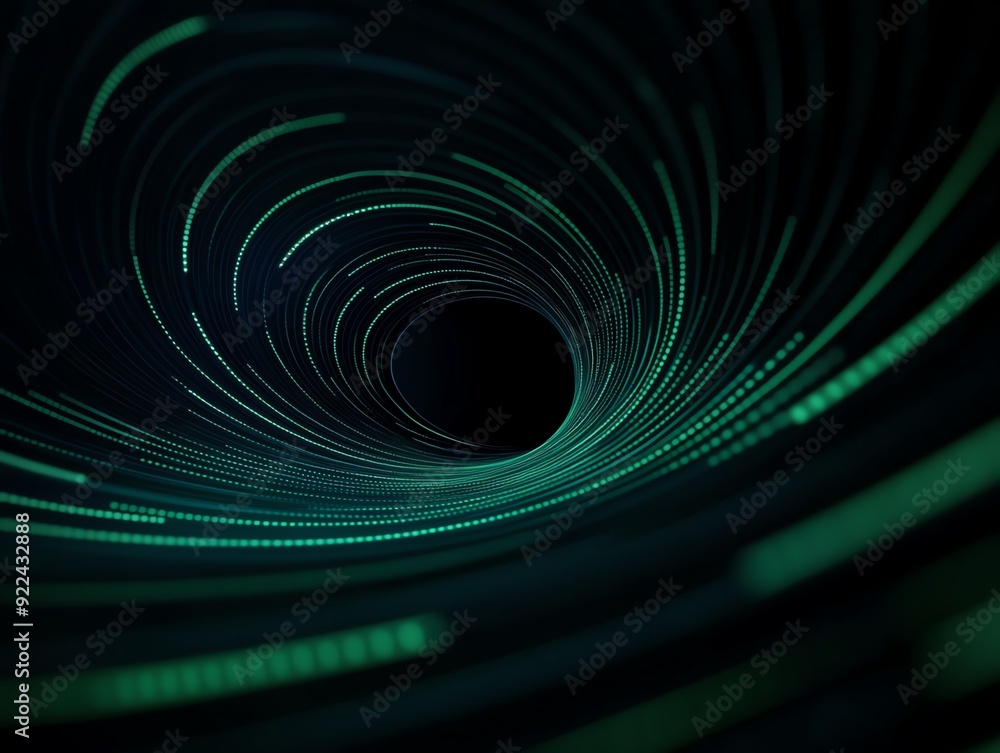 Obraz premium A D search engine logo in the center of a swirling vortex of data, symbolizing the epicenter of information retrieval