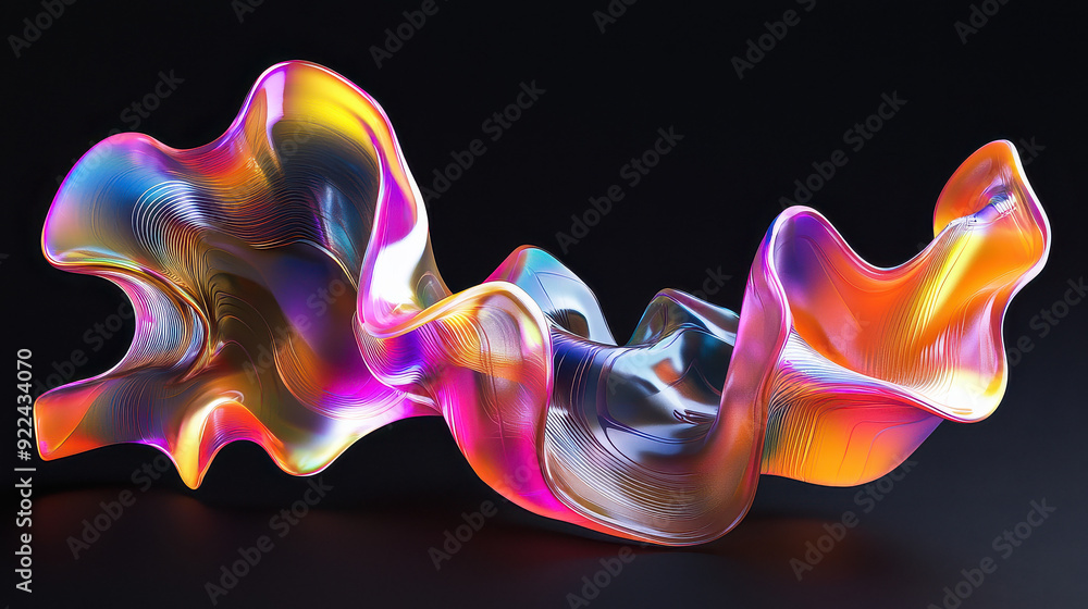 Obraz premium A captivating abstract glass sculpture with fluid and vibrant forms, featuring swirling colors and dynamic shapes, embodying the essence of modern and contemporary artistic expression.