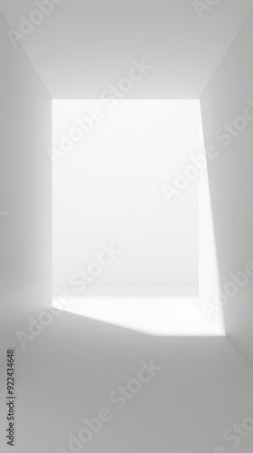 Wallpaper Mural A bright, minimalist room with white walls and unfinished details. Light floods in, casting shadows and illuminating the space. Torontodigital.ca