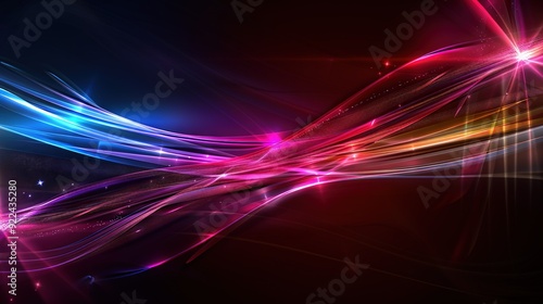  A dark background with bright lights and a centered line pattern on the right side of the image