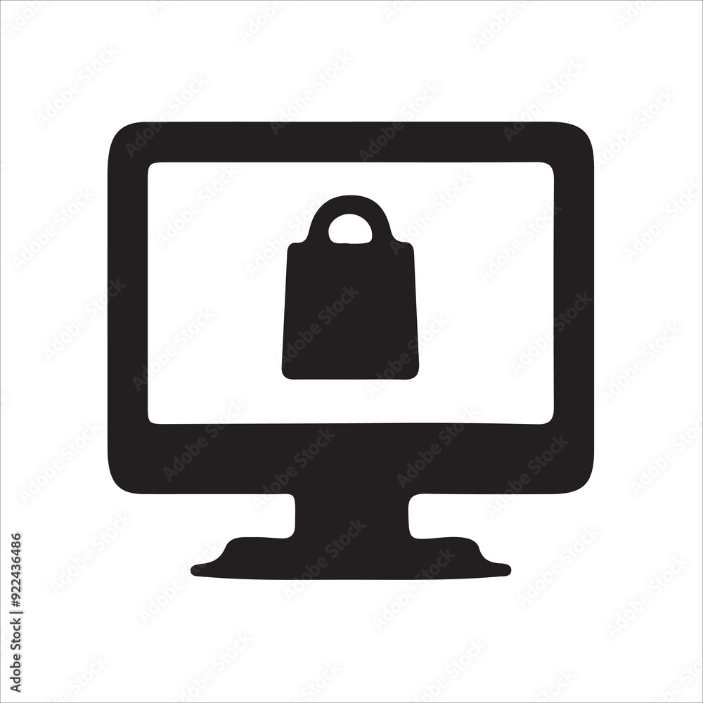 computer icon Vector silhoutte illustration on a white background. computer icon Vector silhoutte illustration on a white background.