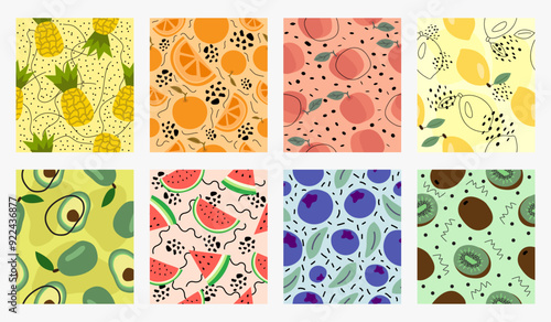 A set of patterns of different fruits.