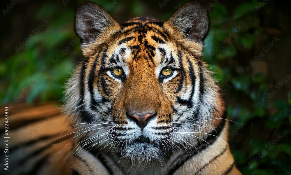 Obraz premium Close-up on jungle big tiger wild angry eyes portrait