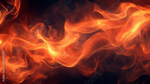 Fiery Orange Flames Dancing in the Dark Night - Abstract Burning Motifs