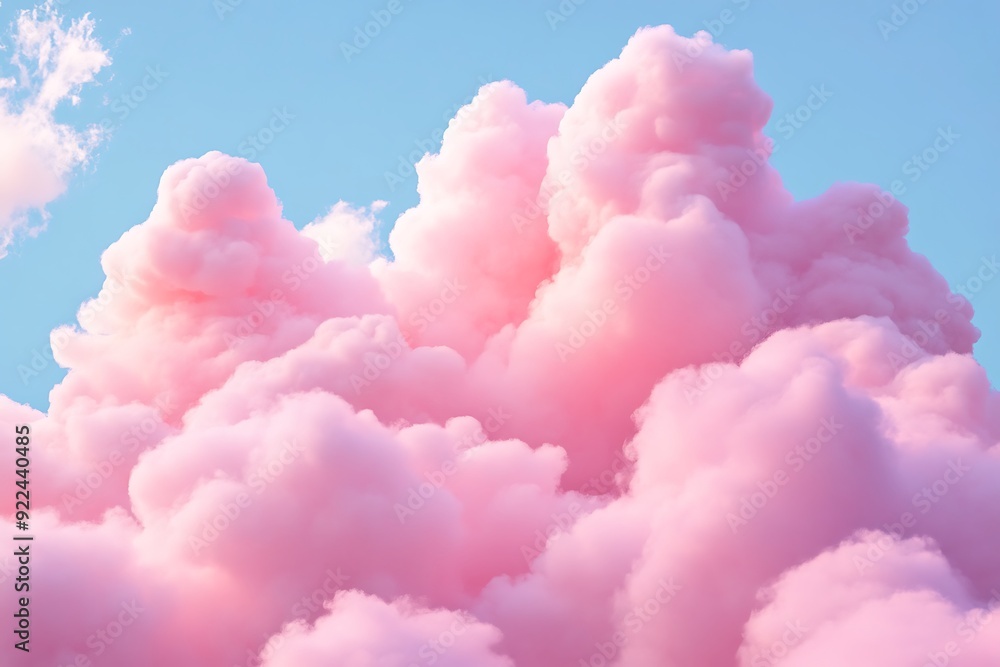 Dreamy Soft Pink Fluffy Cotton Candy Clouds in Realistic Setting Dreamy Soft Pink Fluffy Cotton Candy Clouds in Realistic Setting