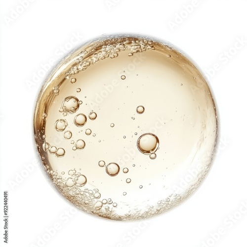 Close up of Serum-gel toner drop, Liquid moisturizing gel with bubbles macro on an isolated white background 