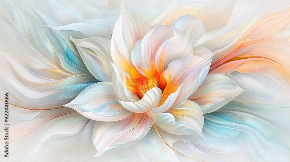 White Flower with Orange-Blue Petals White Flower with Orange-Blue Petals
