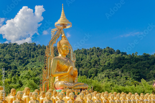 Phuttha Utthayan Makha Bucha Anusorn Buddha stature Pang patron 1,250 in Nakhon Nayok, Tourist Attraction Landmark. photo