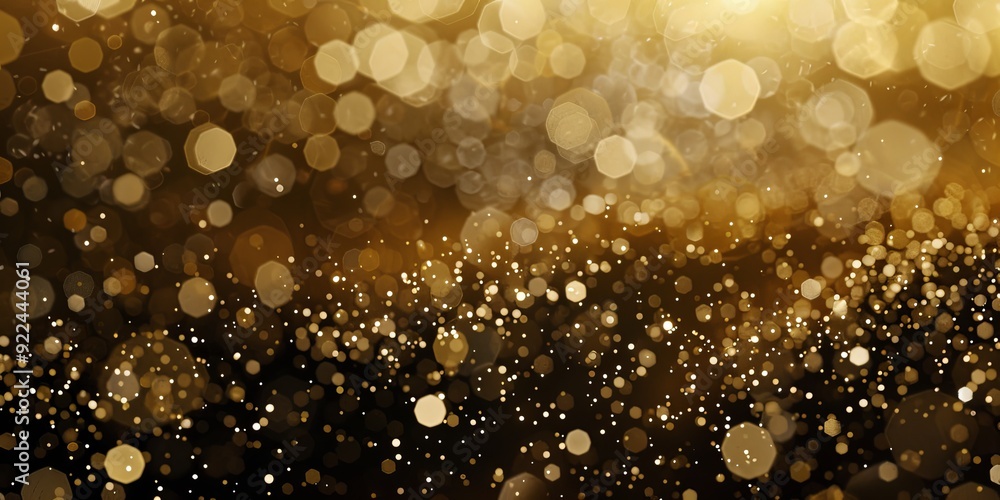 Abstract gold bokeh lights on black background, soft blur for festive or elegant design. Abstract gold bokeh lights on black background, soft blur for festive or elegant design.