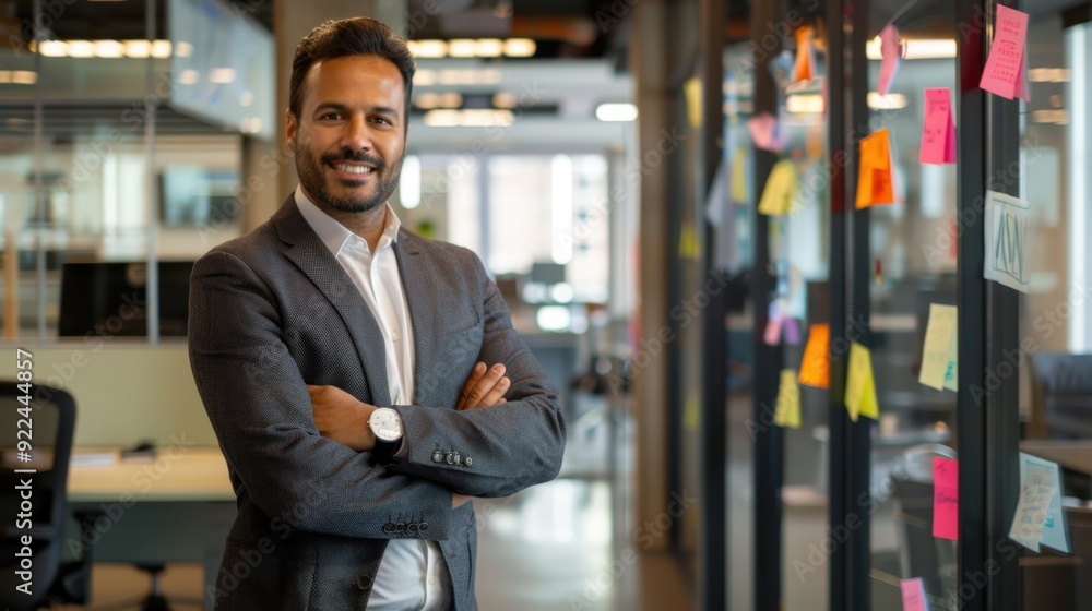 Naklejka premium The confident businessman in office