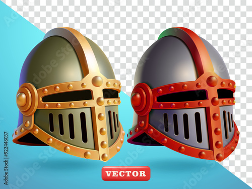 Knight helmet, 3d vector. Suitable for design elements and video games