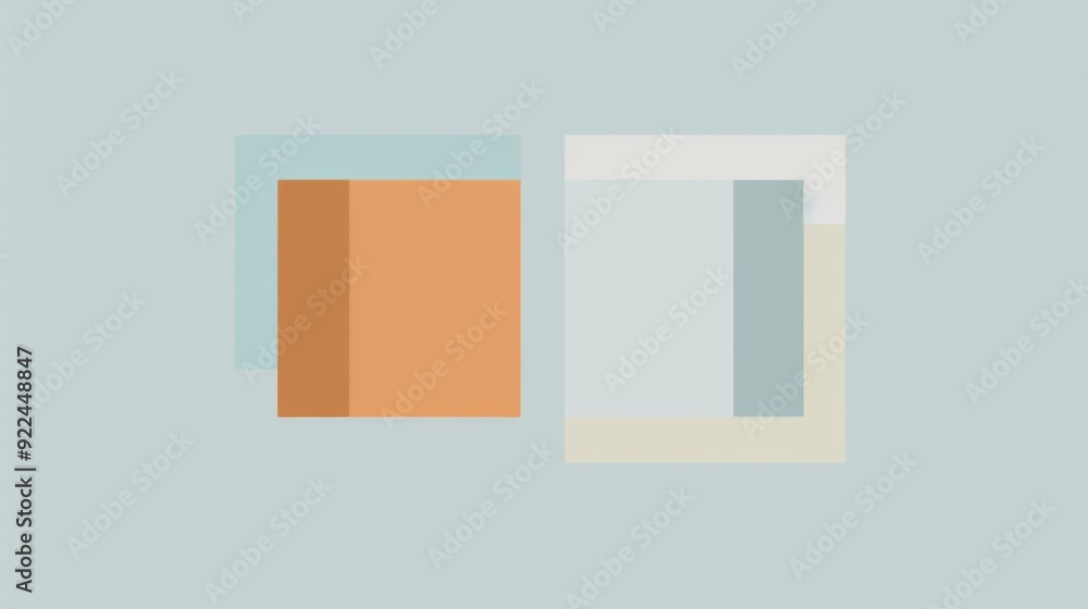 Minimalist Icon Featuring Two Squares, Light Blue and Orange, with White Space in Between and Copy Space for Text Minimalist Icon Featuring Two Squares, Light Blue and Orange, with White Space in Between and Copy Space for Text