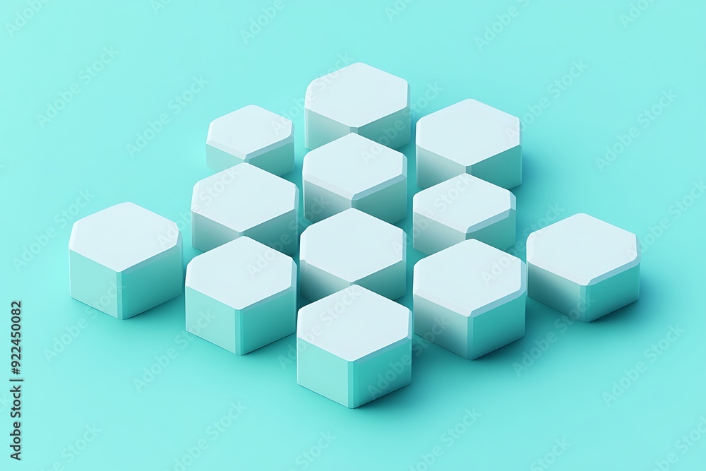 Geometric Isometric Hexagon Blocks in Minimalist Style Geometric Isometric Hexagon Blocks in Minimalist Style