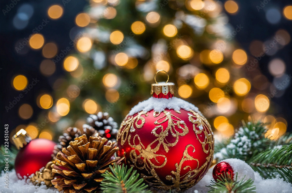 Christmas Decoration: Festive Red and Gold Baubles Christmas Decoration: Festive Red and Gold Baubles