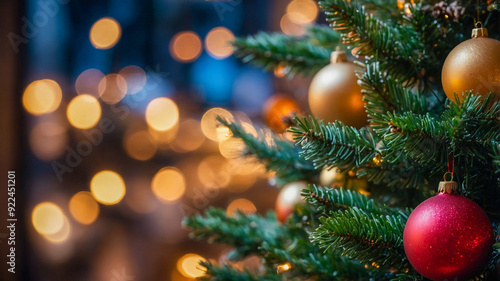 Sparkling Christmas Tree: Red and Gold Ornaments