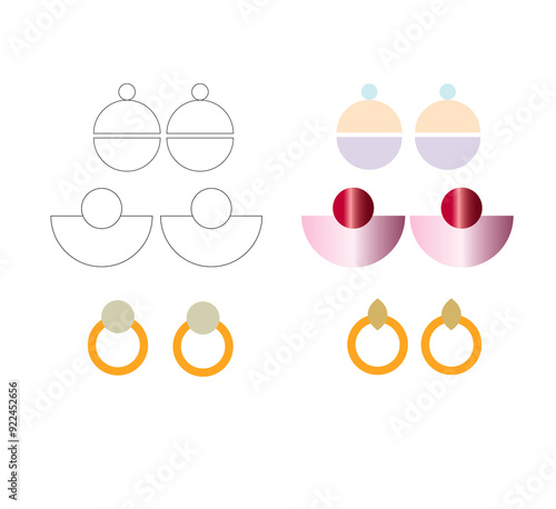 Illustration d'un ensemble de boucle d'oreille fantaisie